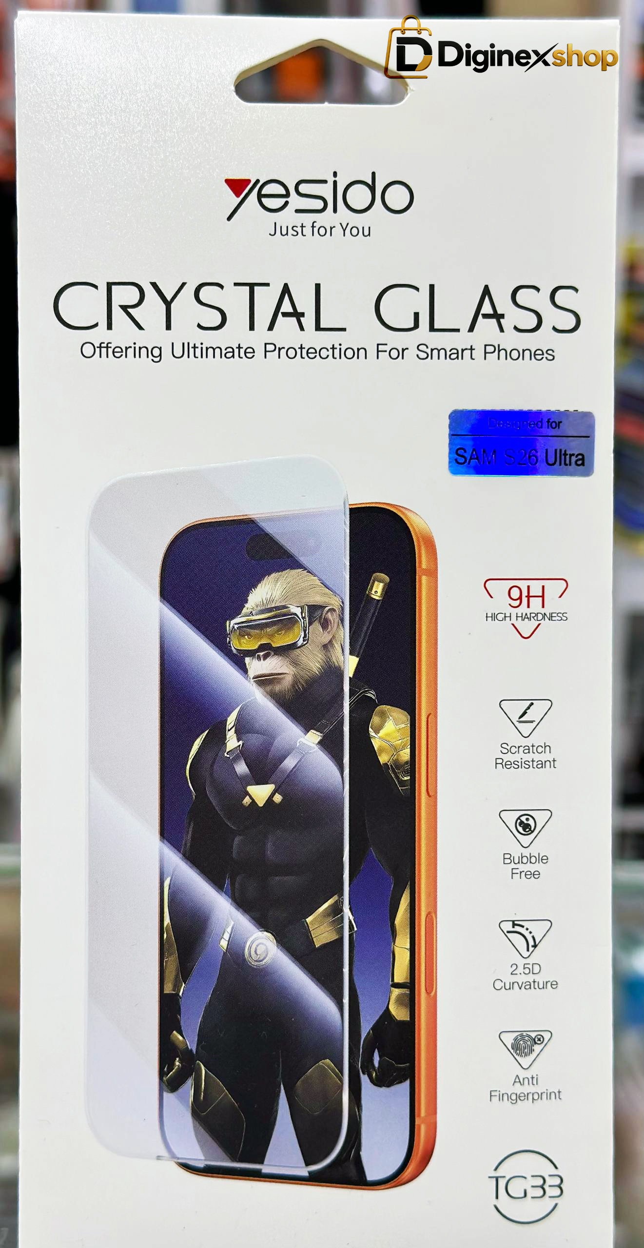 گلس گوشی Galaxy S26 Ultra سامسونگ شیشه ای Yesido مدل بدون حاشیه Full Cover Crystal Glass اورجینال کد