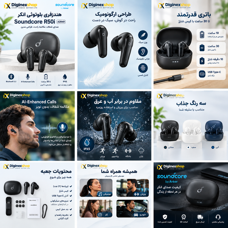 هنذفری بلوتوثی انکر Soundcore R50i مدل A3949