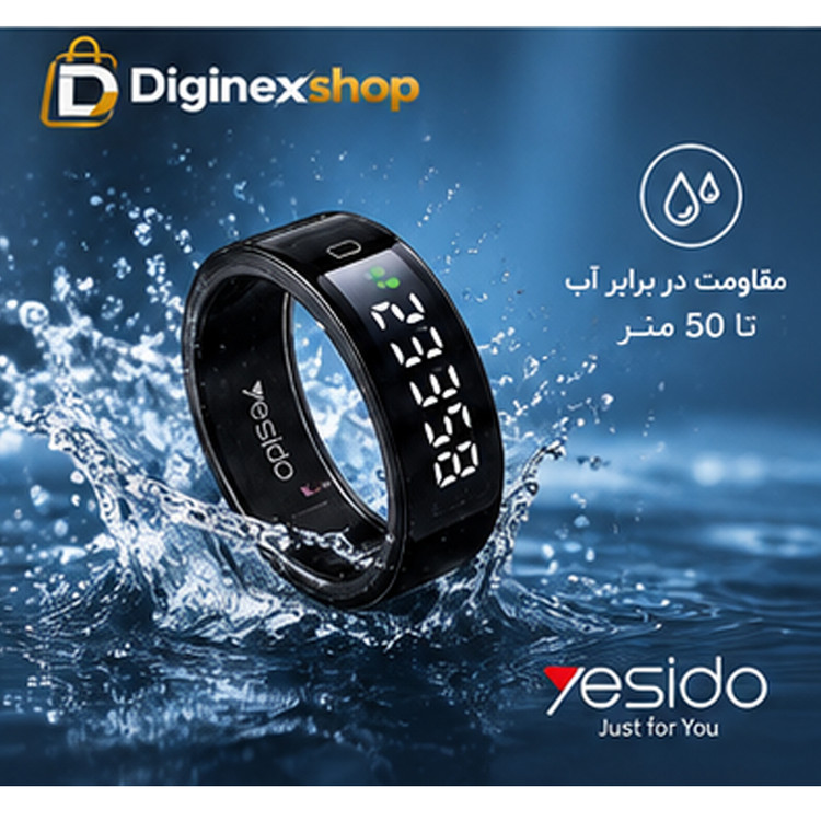 حلقه هوشمند یسیدو YESIDO مدل IO36 سایز 12 با نمایشگر LCD و شارژ بیسیم | مناسب هدیه
