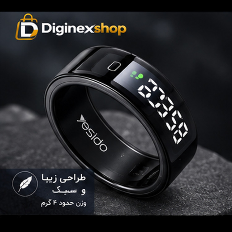 حلقه هوشمند یسیدو YESIDO مدل IO36 سایز 12 با نمایشگر LCD و شارژ بیسیم | مناسب هدیه