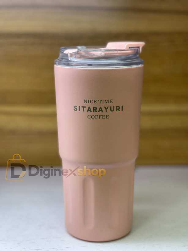 ماگ سفری Sitarayuri مدل Coffee بند دار و آسان نوش | رنگ صورتی