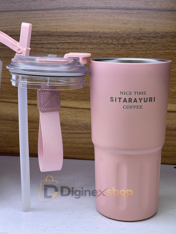 ماگ سفری Sitarayuri مدل Coffee بند دار و آسان نوش | رنگ صورتی