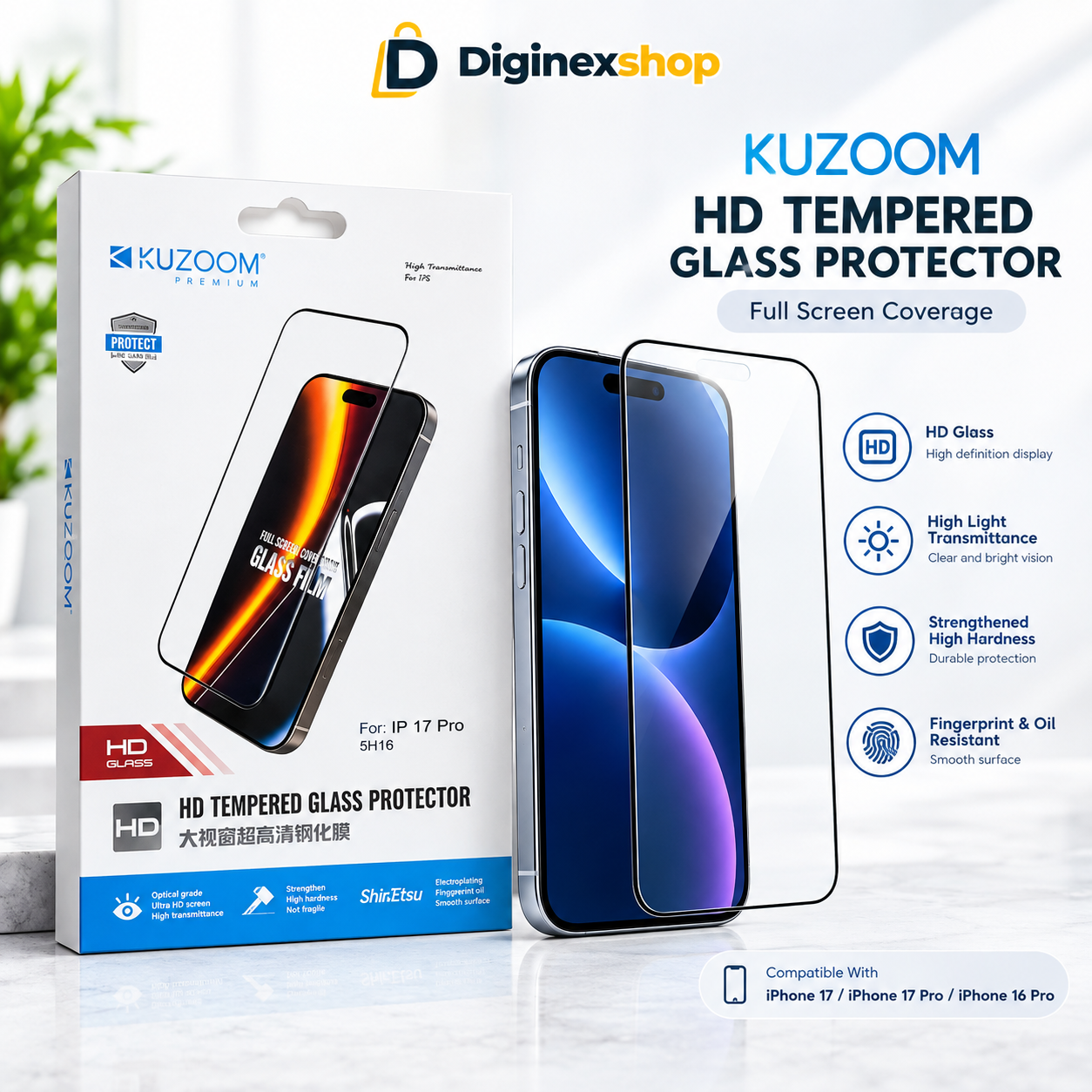 محافظ صفحه نمایش شیشه‌ای KUZOOM