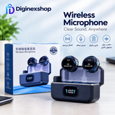 میکروفون بیسیم 2.4G دو نفره با کیس شارژ و نمایشگر دیجیتال