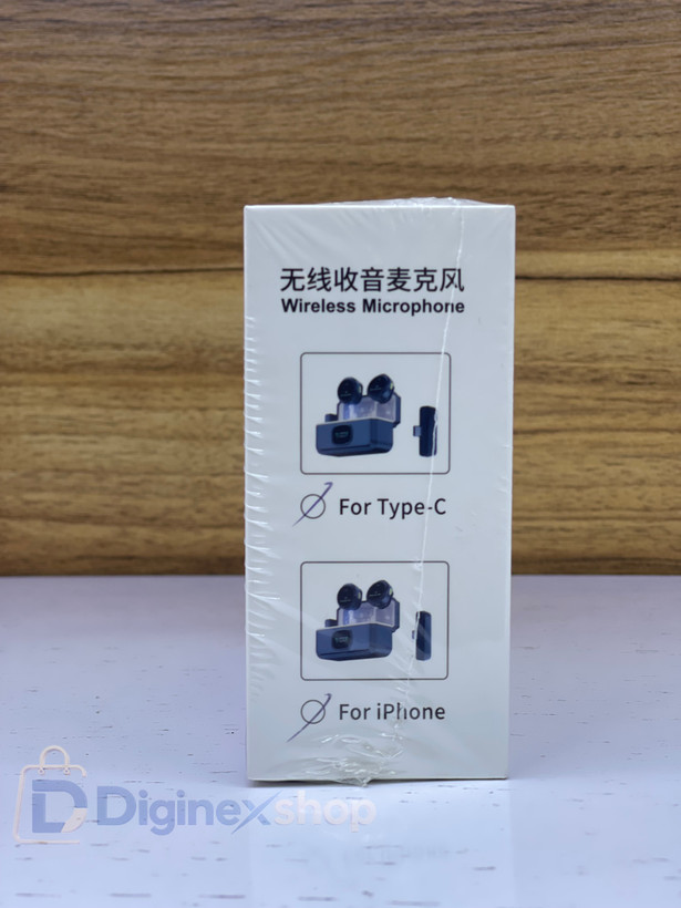 میکروفون یقه ای بیسیم 2.4G دو نفره با کیس شارژ و نمایشگر دیجیتال