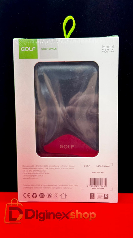 پاوربانک گلف GOLF مدل P67-A ظرفیت 20000 میلیآمپر ساعت با قابلیت شارژ سریع