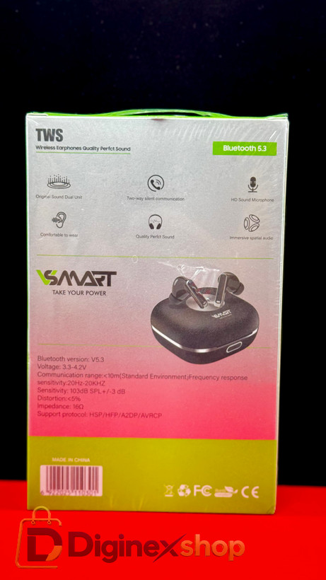 هندزفری بلوتوثی (ایرپاد) VSMART مدل VS-77 با بلوتوث ۵.۳ و کیس شارژ