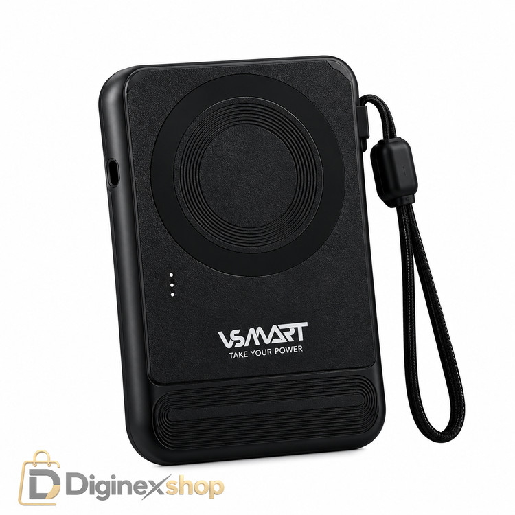 پاوربانک مگنتی VSMART مدل VS-543 ظرفیت 10000 میلیآمپر ساعت با شارژ سریع و پایه نگهدارنده